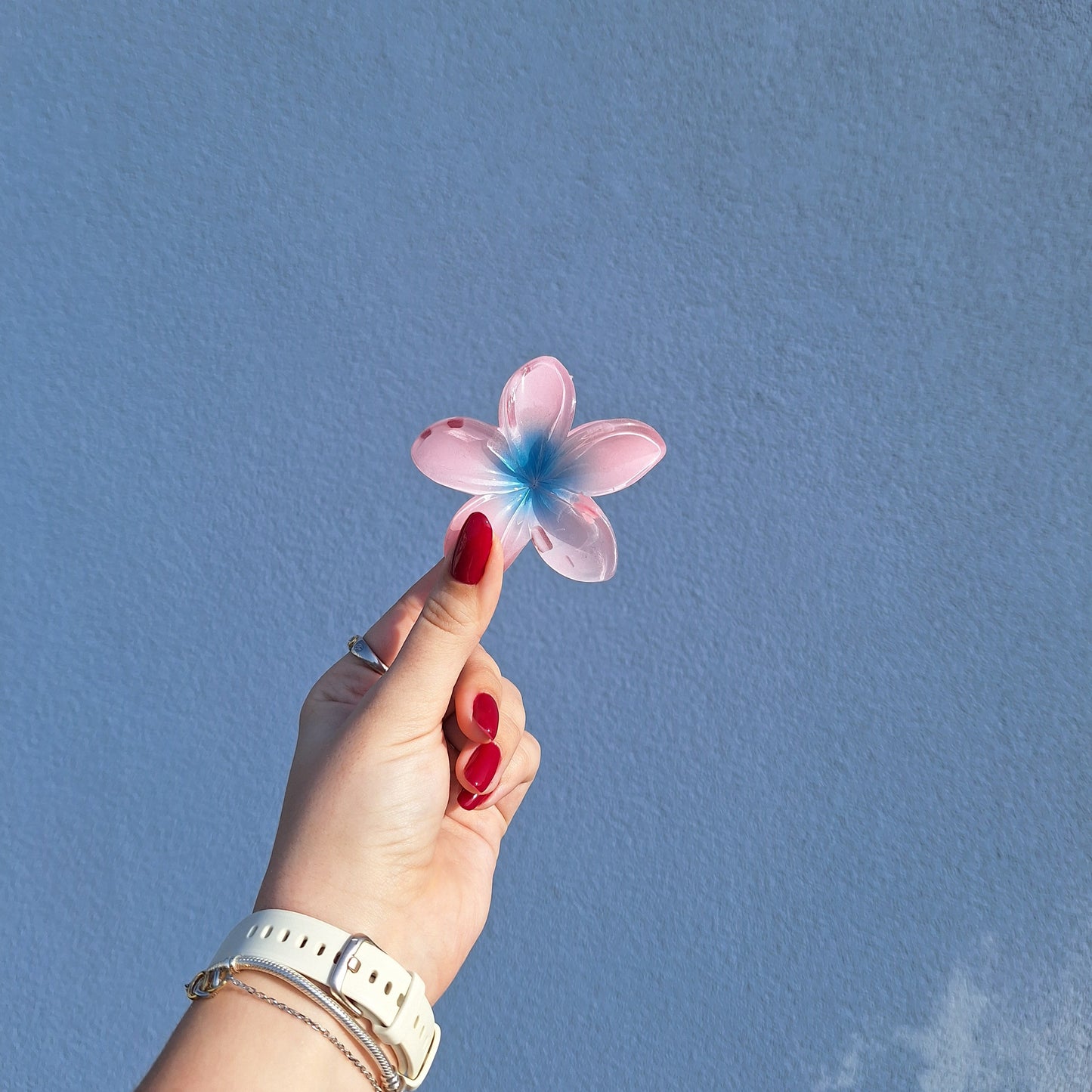 Flower hair clip 'pink-blue'